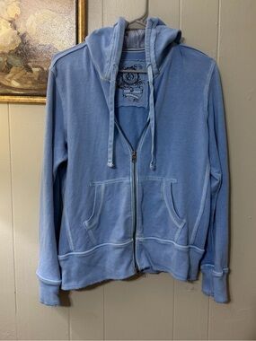 Vintage GAP 1969 Light Blue Full Zip Hoodie Soft Modal Blend Size Large